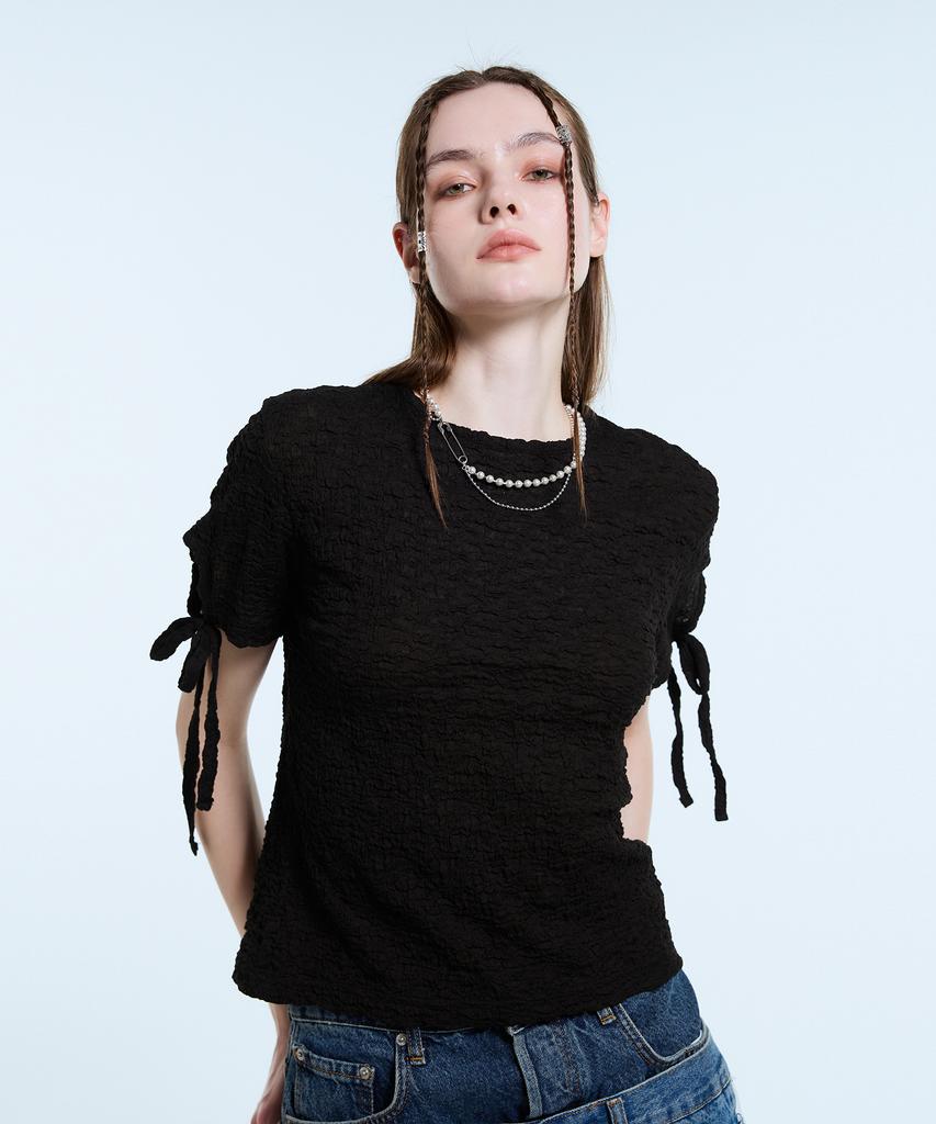 LARTIGENT L11 Shirring T-Shirt(Black)