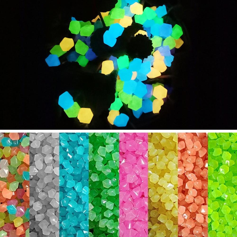 500PCS Luminous Stone Fish Tank Aquarium Landscaping Luminous Stone, Diamond Shaped Colorful Glowing Stones, Outdoor Decoration