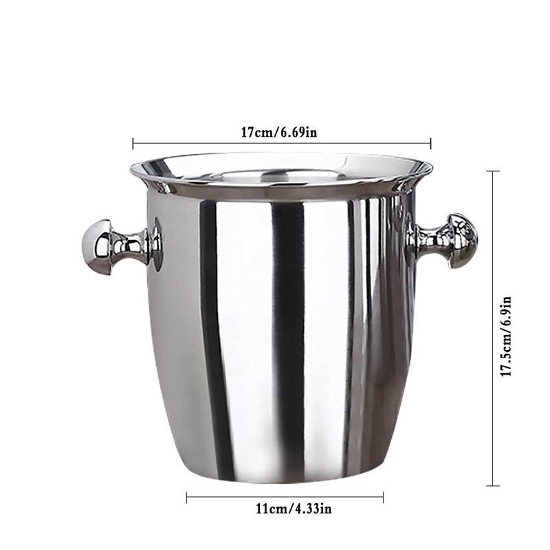 Stainless Steel Ice Bucket Two Handles Wine Champagne Bucket Gold Spit Bucket Wine Barrel KTV Club Bar Tools | Ice Bucket and Clamps