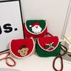 Elk Deer Woven Square Pouch Santa Claus Contrasting Colors Purse Portable Women's Knitted Bag  Kids
