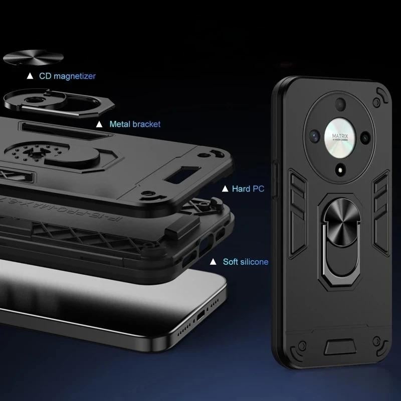 Чехол военного класса для Honor Magic8 Lite Magic 8 Pro X9d 5G Защитная крышка Ударопрочный держатель-кольцо Fundas Coque
