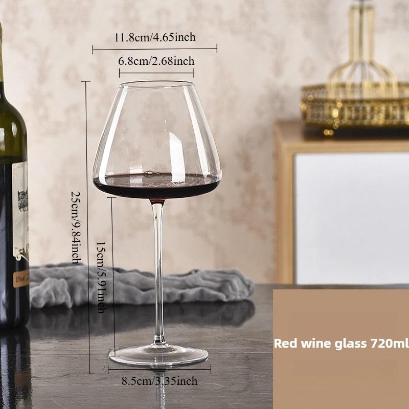 720 мл Роскошные Бургундские Бокалы для Вина - Современная Хрустальная Посуда на Ножке с Текстурированным Основанием, Премиальная Посуда для Домашнего Бара для Ужина и Подарков