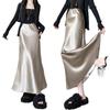 2025 Autumn High-Waisted Plus Velvet A-Line Skirt - Double-Layered Wave Polyester Fabric, Simple OL Commuting Style