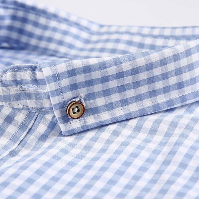 Мужская маленькая клетчатая рубашка на пуговицах, летняя новая облегающая мужская классическая рубашка с коротким рукавом, повседневная клетчатая сорочка Homme
