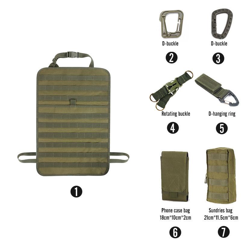 MOLLE Car Seat Back Organizer Tactical Vehicle Seat Panel Storage Bag with Multi EDC Pouch Phone Bag for Hunting Camping Travel