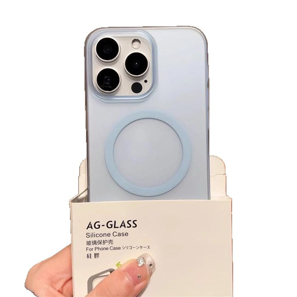 For Apple Mobile Phone Case Summer High-end Ice Fog Magnetic Mobile Phone Case 15pc Case Wavy Simple Girl Does Not Turn Yellow