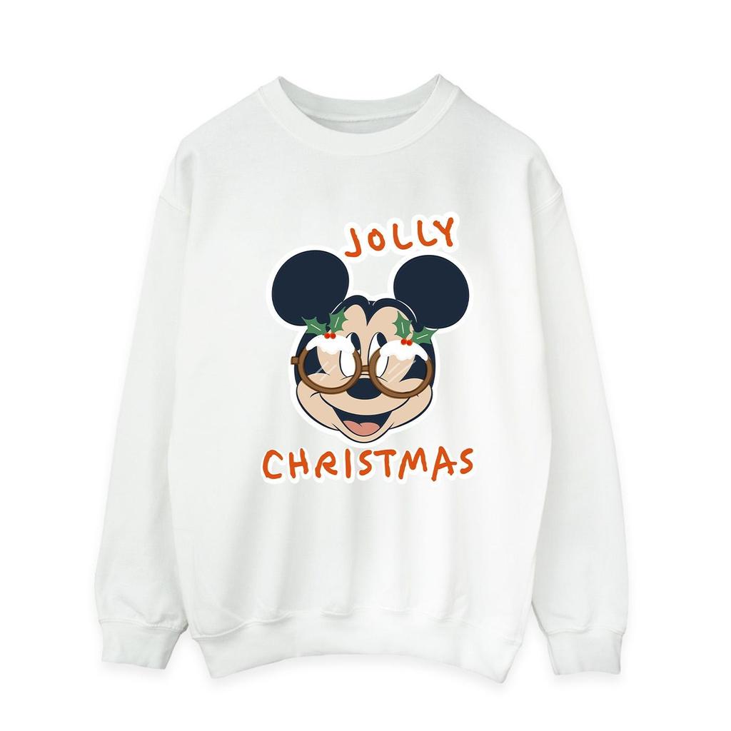 Disney Mens Mickey Mouse Jolly Christmas Glasses Sweatshirt