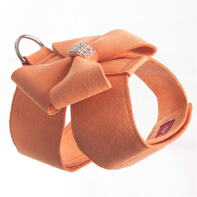 Manufacturer Pet Dog Vest Harness and Leash Lovely Bow Suede Harness with Rhinestones Chihuahua Puppy Pink Girdle