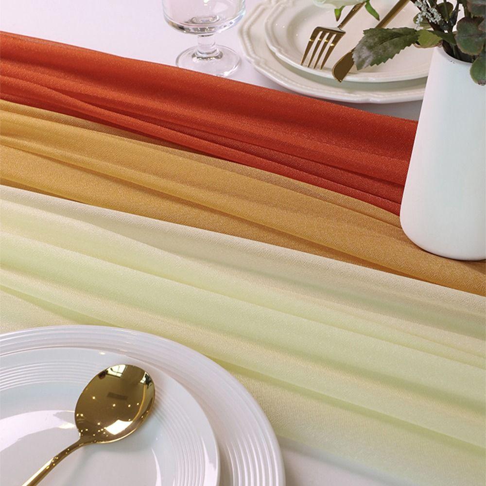 Reusable Chiffon Table Runner Solid Color Wedding Table Runner  Dinning Table