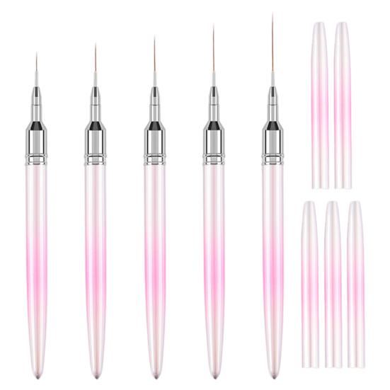 5Pcs Nail Painting Pen Elongated Lines DIY Nylon Wool Durable Manicure Edge Puller Set Polish Salon