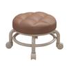 Low Roller Stools with Universal Wheel 360 Degrees Swivel PU Leather Round Rolling Stool Seats with