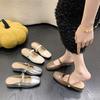 Silver Bag Head Half Drag Design Sense Niche Slippers Women's Summer Wear Sandals 2025 New Skirt Slippers