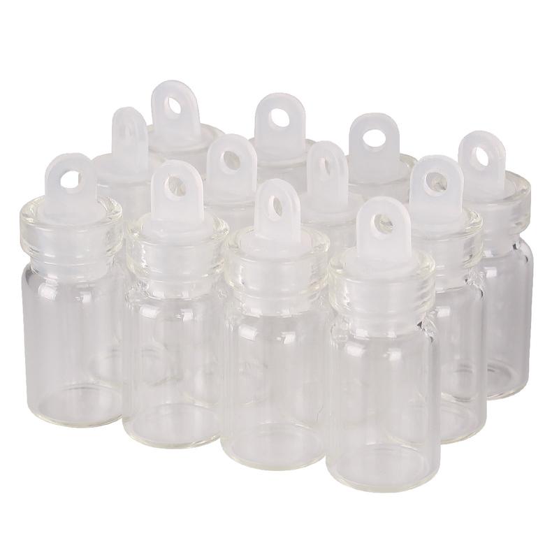 100pcs 11*22*6.5mm 1ml Mini Glass Wishing Bottles Tiny Jars Vials With Plastic Stopper