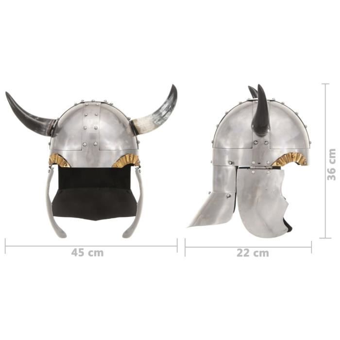 VidaXL Casque de viking pour GN Argenté Acier