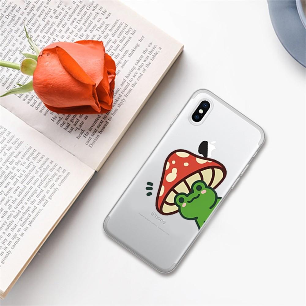 Мятно-зеленый Чехол для телефона Лягушка Гриб для iPhone 16 15 8 7 6 6S Plus X SE XR XS 14 11 12 13 Mini Pro Max Чехол для мобильного телефона
