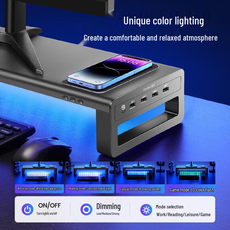 Двухуровневая подставка-подъемник для монитора Luwei с быстрой зарядкой Type-C