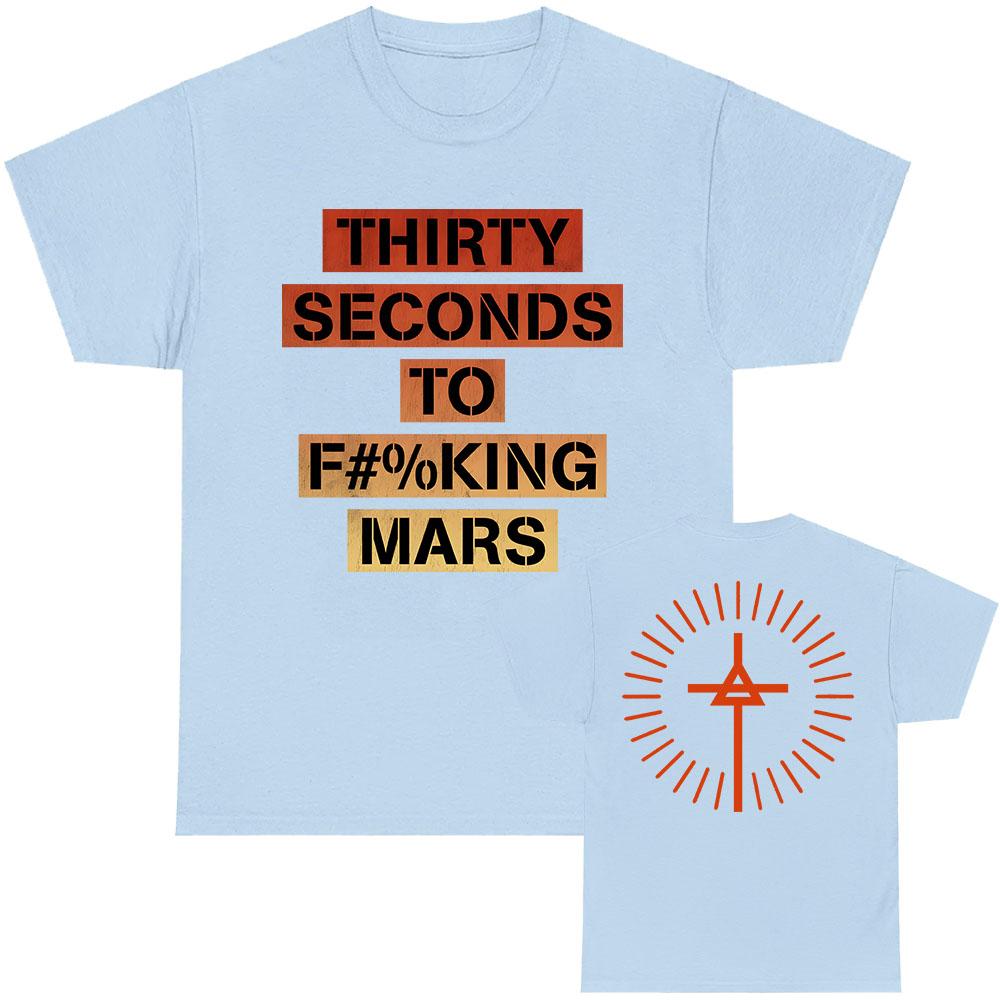 TSTFM Ombre Censored Tee Rock Band THIRTY SECONDS TO MARS T-shirt Short Sleeve O-neck Cotton Tshirts Graphic Print T Shirt Men