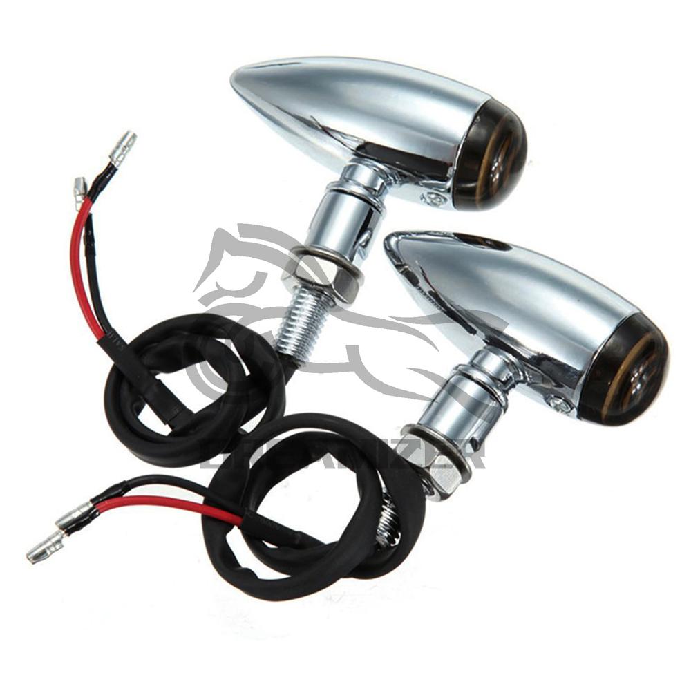 2 шт., универсальный мотоцикл, Янтарный светодиодный мини-пуля, указатели поворота, мигающие огни, лампа для Harley Cafe Racer Bobber