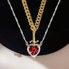 Couple Necklace Cubic Zirconia Heart Matching Necklace Romantic Through The Heart Couple