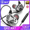 QKZ AK7 Copper Driver Проводные наушники HiFi Bass Stereo Super Clear Gaming Headset Music Sport 3,5 мм AUX In Ear Earbuds With MIC