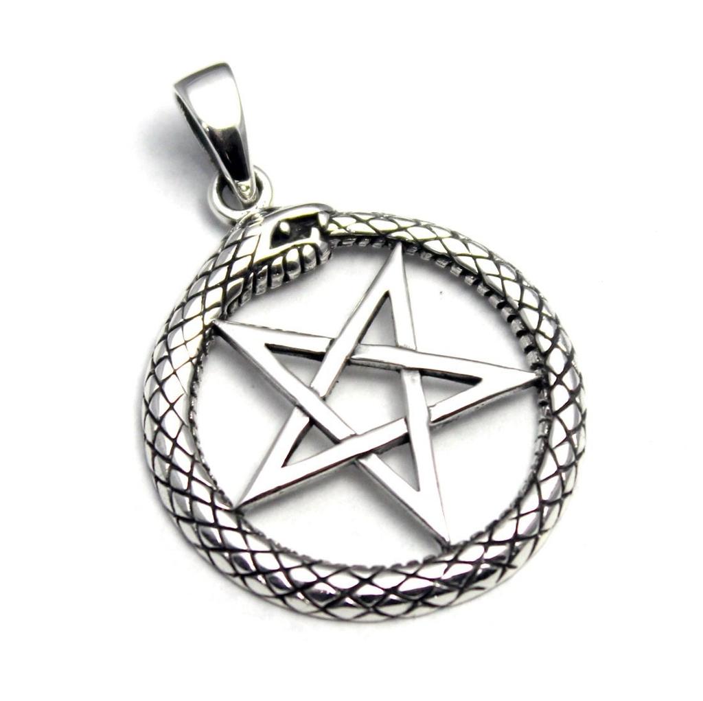 Pentagram Devil Star Star Snake Reptile Pendant Silver 925