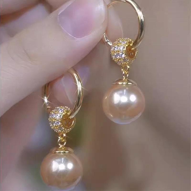 French Round Pearl Pendant, Ear Buckle, Niche Design, High-end Earrings, Exquisite and Versatile Personalized Earrings, Women