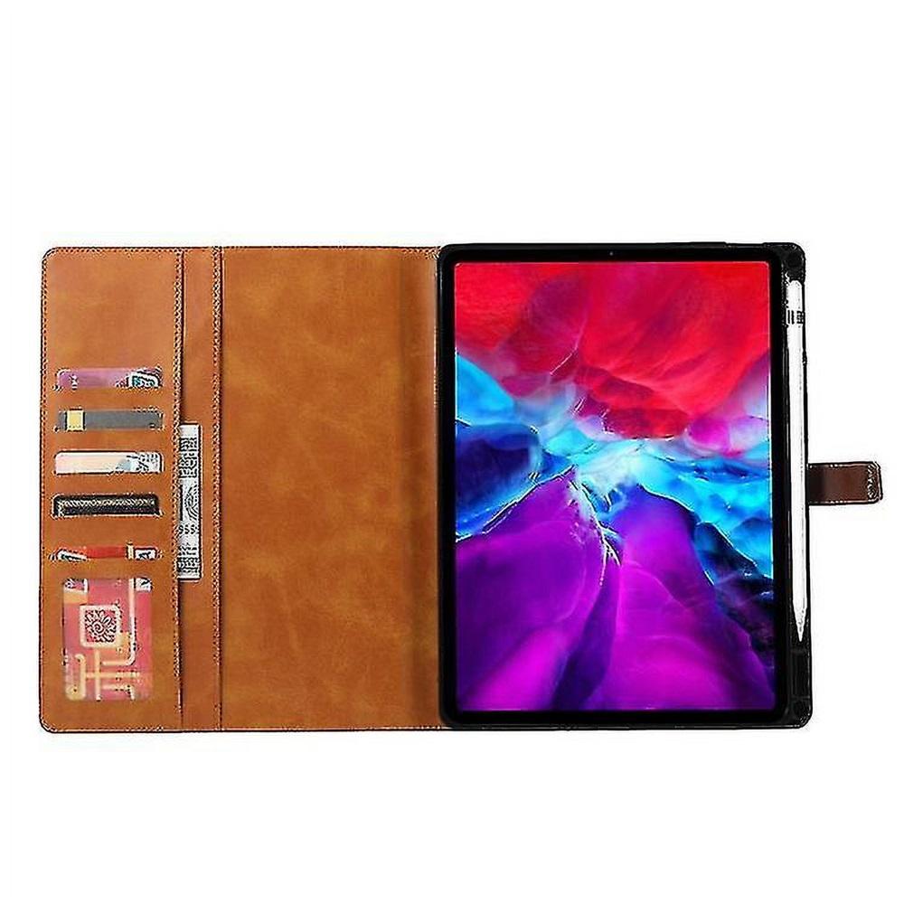 Новый кожаный чехол-книжка с двойным сгибом для iPad Pro 12.9 2022/2021/2020 с текстурой теленка, горизонтальный флип, с фоторамкой, подставкой, слотами для карт и кошельком