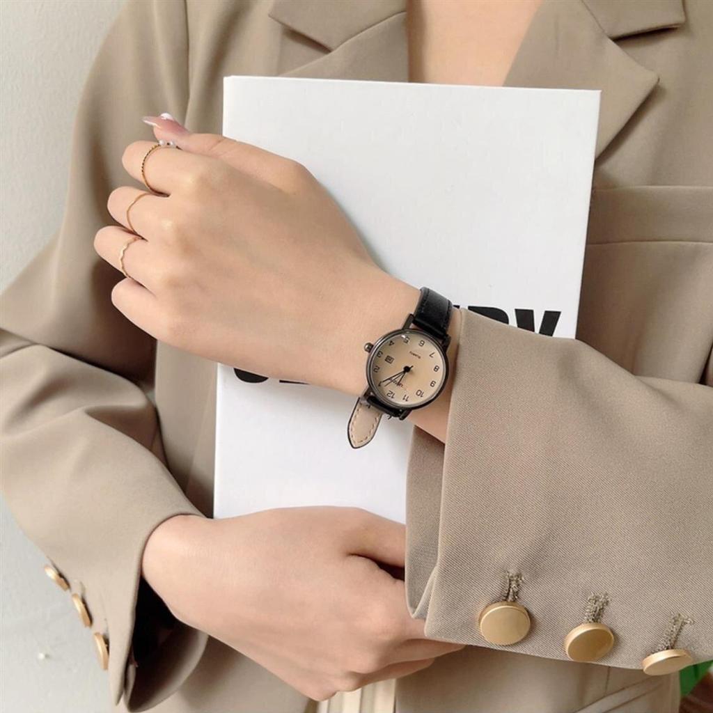 Новые модные женские часы, повседневные кожаные часы с ремешком, простые женские круглые цифровые кварцевые наручные часы