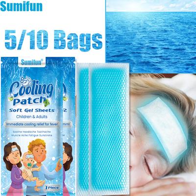 Sumifun 5/10 шт. Летний охлаждающий гидрогелевый пластырь Пластырь для лба Незаменимый домашний прохладный Облегчение Снижение жара Предотвращение теплового удара