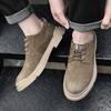 FashionMen's Outdoor Work Clothes Leather Shoes Casual Shoes Frosted Breathable Genuine Leather Shoes Retro Waterproof Thick Sole Shoes