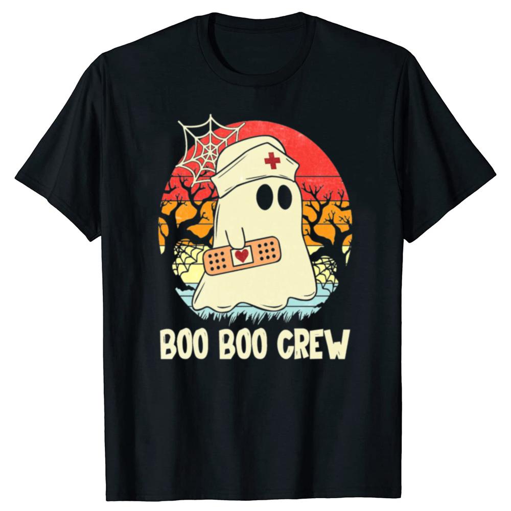 Funny Boo Boo Crew Nurse Halloween T Shirts Men Women Pure Cotton Humor Streetwear Tee Shirt Short Sleeve Unisex Loose Clothing