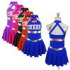 Girls Carnival Party Halloween Cosplay Cheerleading Uniform Outfit Sleeveless Crisscross Back Dress
