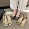 Korean Version of Simple Square Head Single Shoes Women's 2025 Autumn New Versatile Flat-soled Grandma Shoes Soft-soled Evening Wind Women's Shoes
