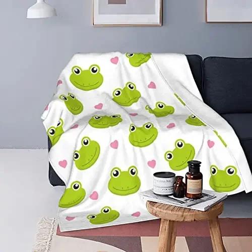 Frog Blanket Soft Warm Lightweight, Kawaii Frog Throw Blanket Cozy Plush Warm Blankets for Women Men Boys Girls Gifts King Size