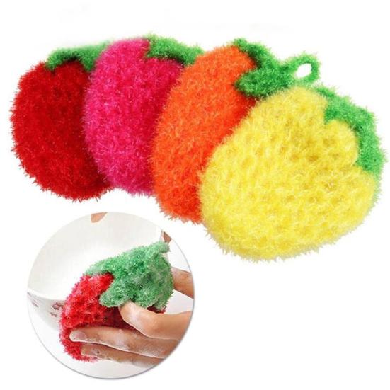 Креативная салфетка для уборки в форме клубники, обильная пена, абсорбирующая микрофибра, салфетка для мытья, кухонные аксессуары