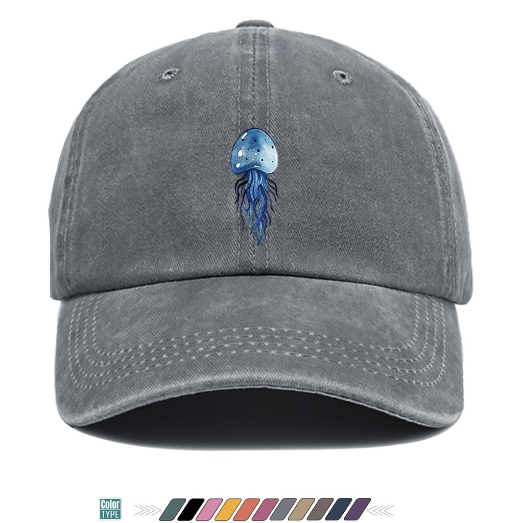 pc Deep Sea Blue Jellyfish Print Baseball Cap Dreamy Elegant Pattern Fashionable Trendy Hat Unisex Adjustable Street Trend Matc