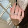 Vintage Light Luxury High Sense Retro White Shell Pink Diamond Sugar Cube Ring Surrounded By Diamond Court Style Temperament Ring