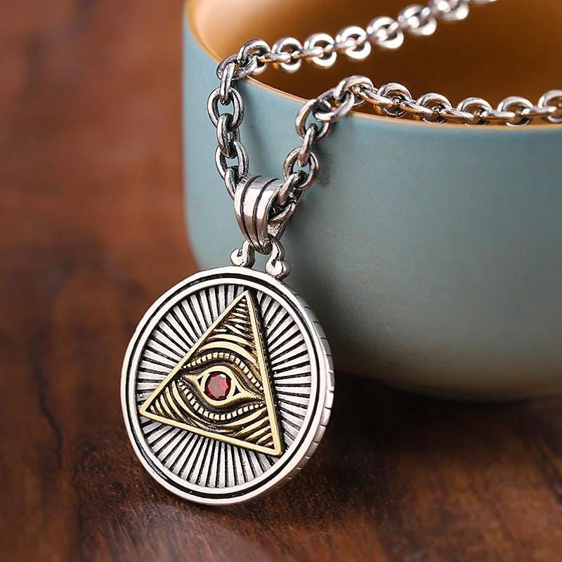 Rotating Eye of Horus Necklace for Men Retro Egyptian Amulet Pendant