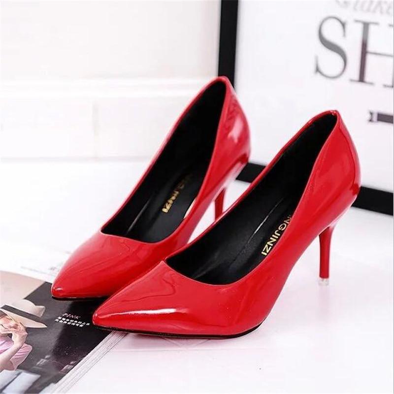 Women Shoes Pointed Toe Pumps Patent Leather High Heels Shoes Wedding Shoes