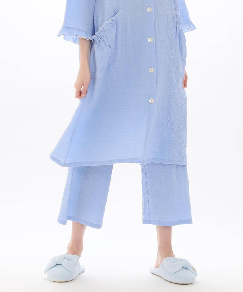 Пижамный комплект из вуали и полосатой пижамы Muji с синим [Narue] и платьем, женский