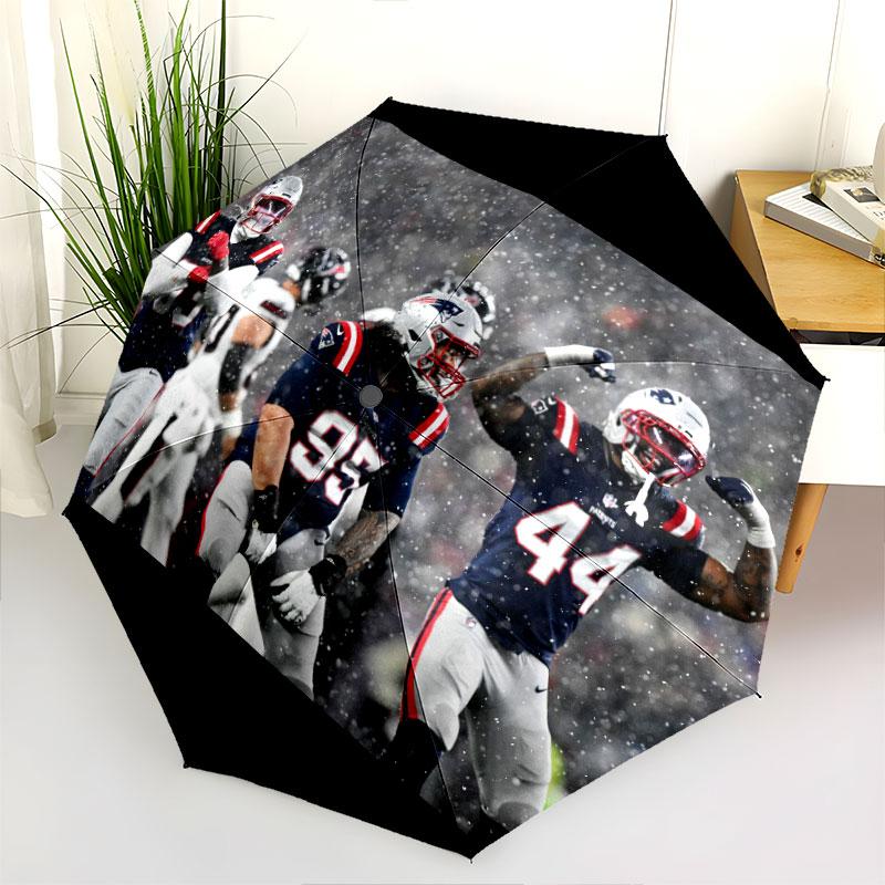 Узор с игроками New England Patriots, автоматический складной зонт, портативная и складная конструкция, 8 спиц, рождественский или день рождения подарок.