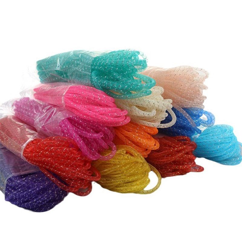 10 м Цветная сетчатая трубка-веревка 4 мм 8 мм Сетчатая трубчатая кринолиновая трубка Свадебное платье Юбка Одежда Сетка Сделай сам Изготовление Ремесленные аксессуары