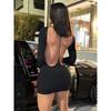 European and American Sexy Backless Slim Fit Sheath Long Sleeves Dress Short Skirt Sexy Bodycon Mini Dress
