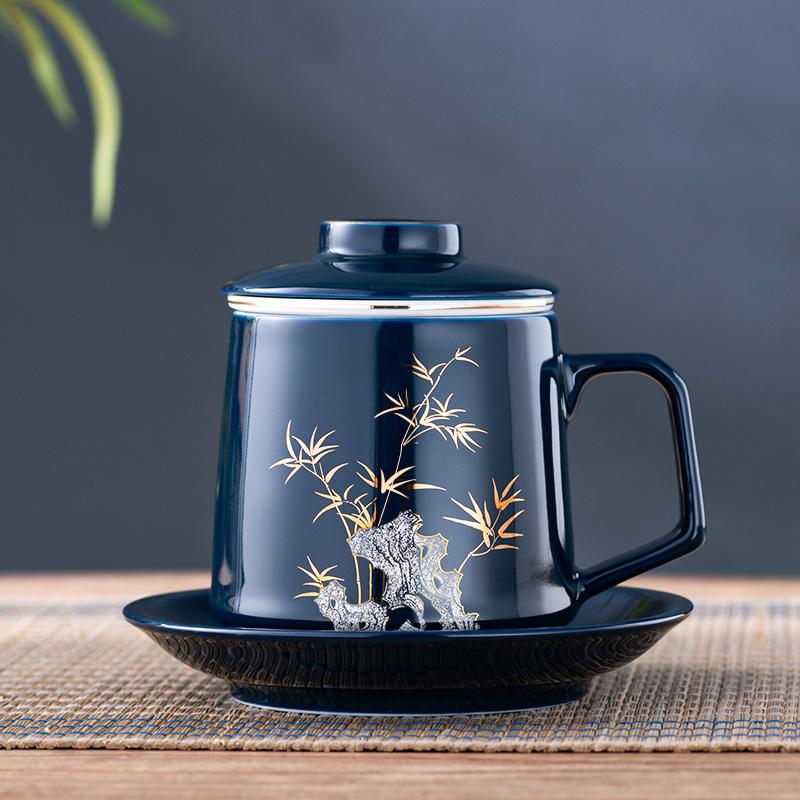 GIANXI China Guofeng High-grade Heat-resistant Ceramic Teacup Pu 'er Water Separation Cup Teacup Household Kung Fu Tea Set