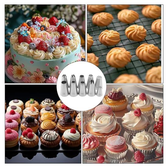 10Pcs Stainless Steel Piping Nozzles Set for Cakes Biscuits Decoration Large Reusable Nozzles for Piping Bags Artistic Cake Piping Tool