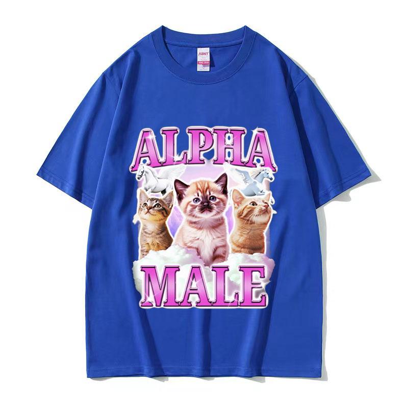 Funny Alpha Male Kittens Rainbow Pink Meme Tee Shirt Unisex Womens Cute ONeck Clothing Tshirt Harajuku Oversized Cotton T Shirts