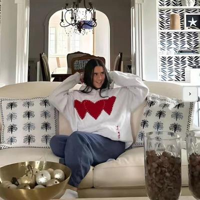 Женский флисовый свитер с простым принтом в виде сердца, карманом-кенгуру, завязками на плечах, капюшоном