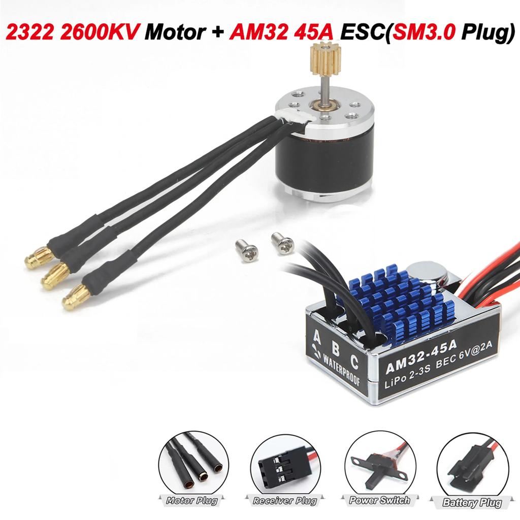 2322 2600KV Outrunner Brushless Motor AM32 45A ESC Original SM3.0/T Plug for MN82 MN168 MN78 MN99S Upgrade Accessories Parts