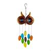 Owl Wind Chime Crafts Colorful Metal Glass Stained Hanging Windchime Ornament for Porch Decorative