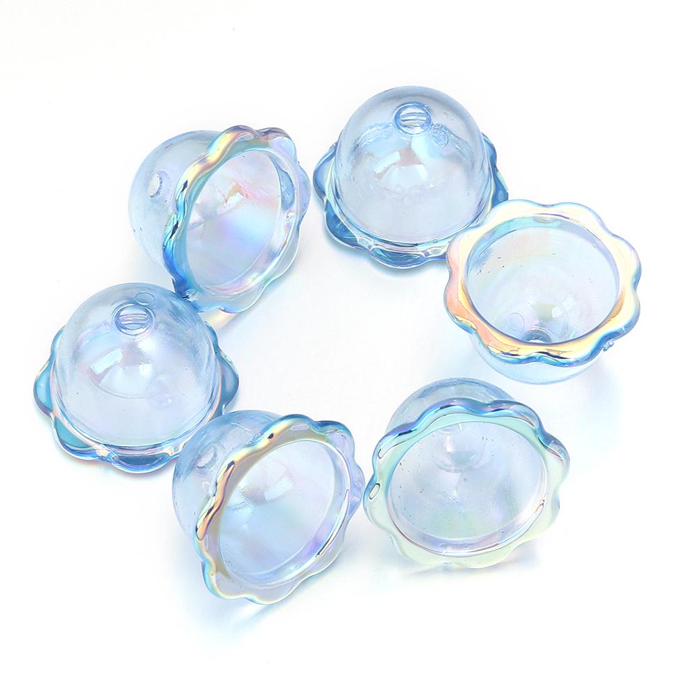 6pcs/lot Colorful Acrylic Wind Bell Beads Multi-Petal Flower Bead Caps Charms For DIY Earrings Phone Chains Jewelry Accessories